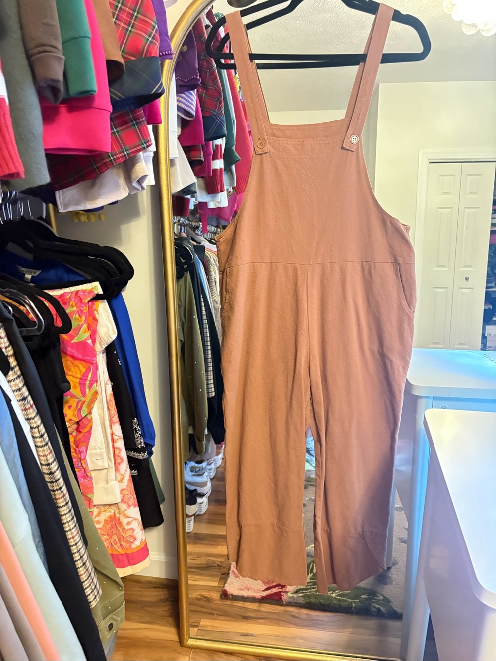 Brown cropped overall size medium smoke free